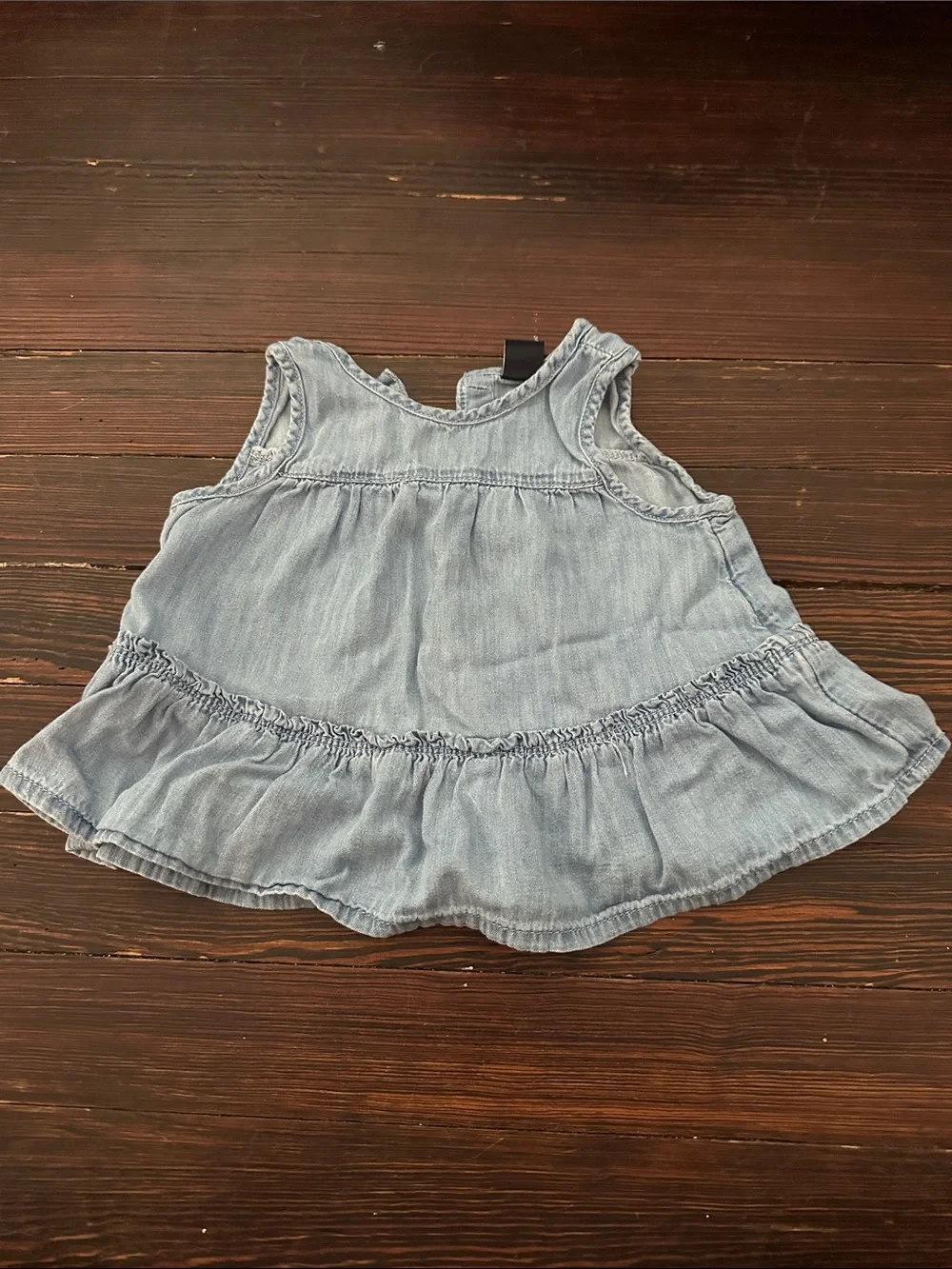 Light Wash Denim Ruffled Peplum Baby Tank Top